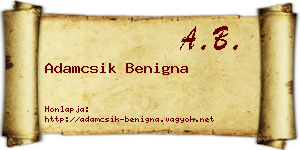 Adamcsik Benigna névjegykártya